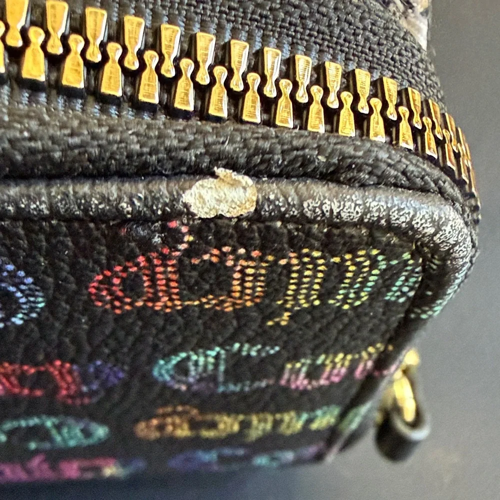 Juicy Couture Y2K Rainbow Logo Zip Around Wallet Coin Purse Black